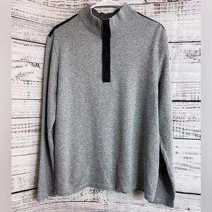 Hugo Boss Sweater Mens Size XL Qouter Zip Gray Cotton Pullover Mock Neck